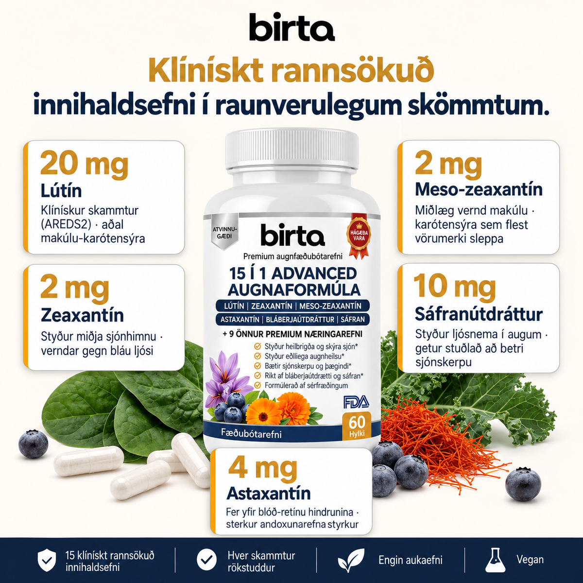 Birta 15 í 1 Augnaformúla