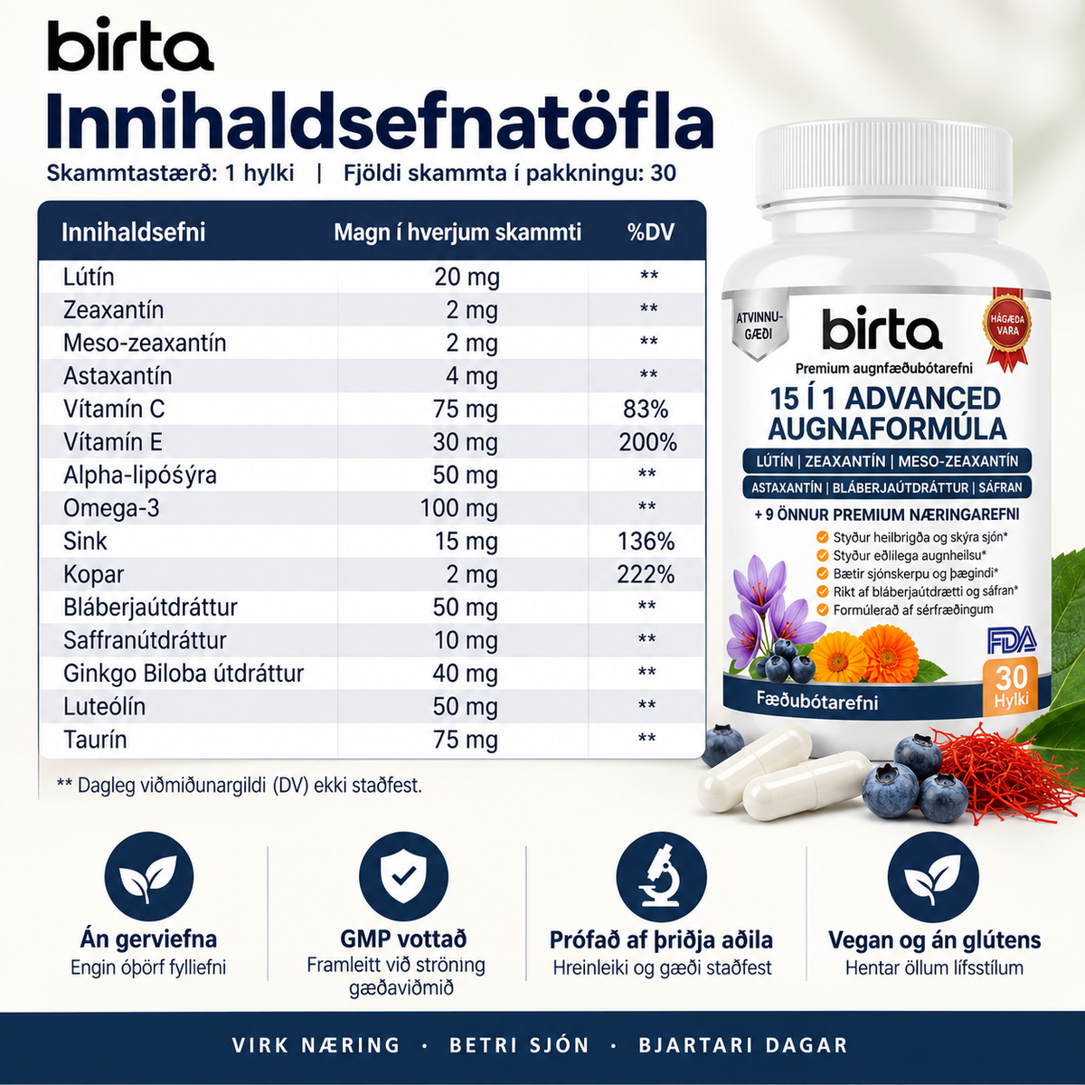 Birta 15 í 1 Augnaformúla